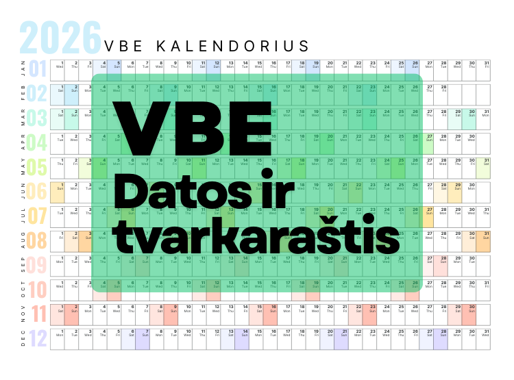 2026 Metų VBE (valstybinių brandos egzaminų) datos ir tvarkaraščiai